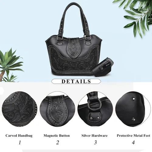 Miniatura 4 de Montana West Bolsas de mano occidentales para mujer, bolso de mano con asa superior para mujer