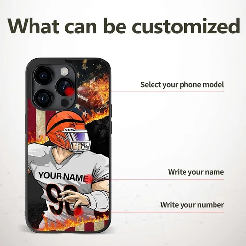 Miniatura 7 de Fundas personalizadas para teléfonos con nombres de equipos de fútbol con nombres para iPhone 11, 12, 13, 14 Pro Max Plus Mini X 5, 6, 7, 8, Samsung