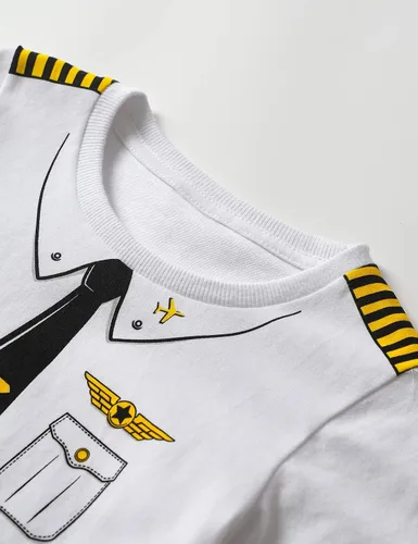 Miniatura 3 de Camiseta de manga corta con estampado de algodón para niños y niños pequeños, camiseta de cuello redondo, 2T-L