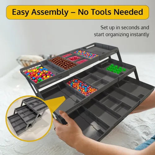 Miniatura 6 de Organizador de cajones de 3 niveles, organizador inteligente de cajones de varios niveles para escritorio, organizador expandible para oficina