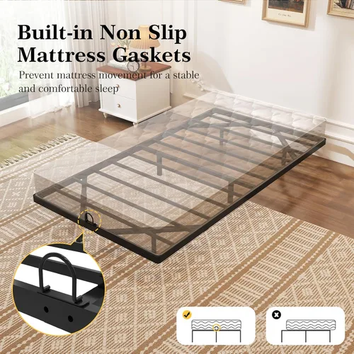 Miniatura 4 de Awesofurni Base de Cama Flotante de Tamaño Individual, Base de Cama Individual con Luces LED Inteligentes, Base de Cama Moderna de Metal Resistente