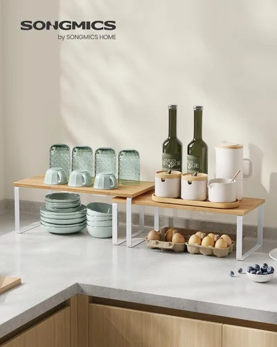 Miniatura 3 de SONGMICS Estante organizador de gabinete, juego de 4 estantes de encimera de cocina, almacenamiento de cocina, estante de especias, apilable