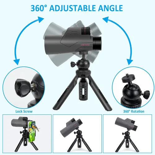 Miniatura 5 de Telescopio monocular monocular monocular de alta potencia de 12 x 56 para adultos con adaptador para teléfono inteligente, lente FMC y prisma BAK4