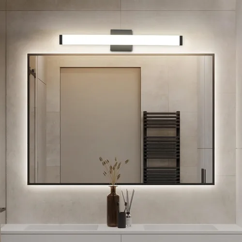 Miniatura 5 de Lámpara de tocador de baño de níquel cepillado, cuadrada, LED, 60 cm (24 pulgadas), 14 W, luz blanca natural, 4000 K, barra de luz para espejo
