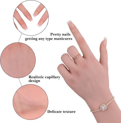 Miniatura 2 de YIQI Maniquí de mano femenina de silicona realista tamaño real modelo de mano exhibición de joyería (la mano izquierda)