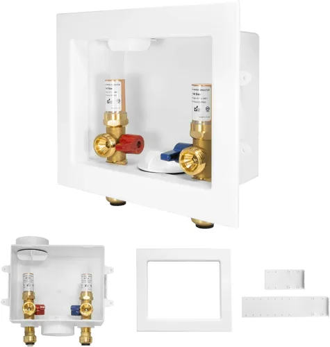 Miniatura 10 de Paquete de 1 caja de salida para lavadora GUOFIS con martillo de agua de cobre, caja de lavadora PEX con diseño de drenaje central y lateral