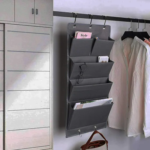 Miniatura 3 de Organizador de 5 bolsillos para colgar sobre la puerta y almacenamiento con ganchos, montaje en pared, suministros de oficina, carpetas de archivos