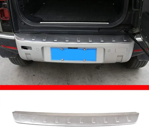 Miniatura 7 de Adhesivos de acero inoxidable para Land Rover Defender 90 110 2020-2022 para placa de parachoques trasero de automóvil (plateado)