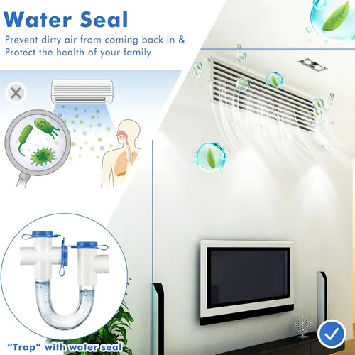 Miniatura 3 de Trampa de condensado estándar de 3/4 pulgadas con cepillo de limpieza, trampa en U de PVC para sistemas HVAC, aire acondicionado, drena eficazmente
