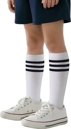 Miniatura 8 de Cotton Day - Pack de 3 pares de calcetines de rodilla alta para niños y niñas, unisex, para uniforme escolar y vestido, punta sin costuras, negro