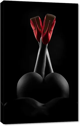 Miniatura 6 de Arte de pared moderno en blanco y negro sexy dama pintura mujer genial arte corporal sexy chica desnuda bebida vino tinto sentado en el inodoro