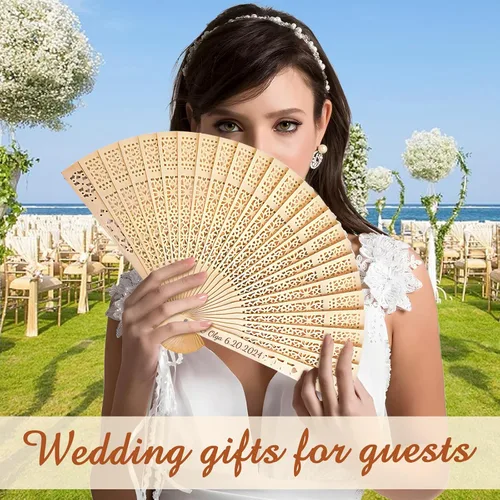 Miniatura 3 de Abanicos de boda personalizados para invitados, ventilador personalizado a granel de madera plegable grabado a mano nombre/fecha para boda, baby