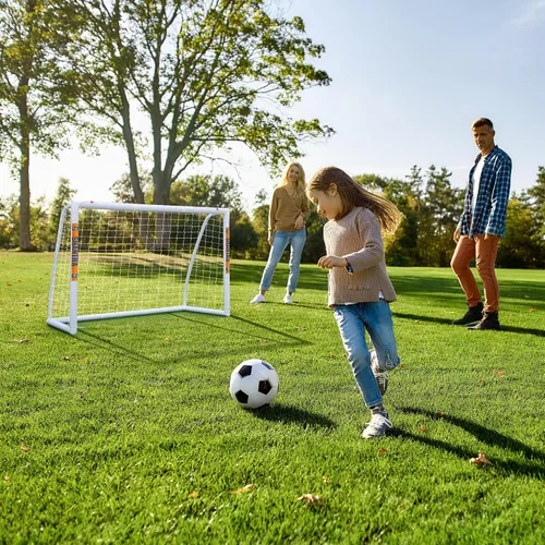 Miniatura 7 de SHANTRA Portería de fútbol de 12 x 6/10 x 6.5/8 x 5/6 x 4 pies para patio trasero, redes de fútbol de tamaño completo para niños y adultos, portería