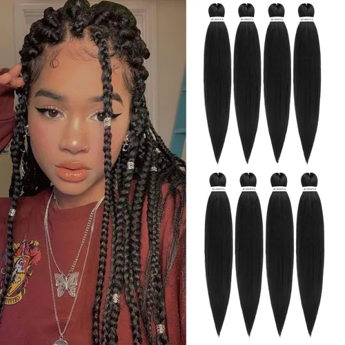 Miniatura 26 de Cabello trenzado preestirado - 12 pulgadas, 8 paquetes, cabello trenzado corto natural negro para trenzas torcidas o en caja, extensiones de cabello