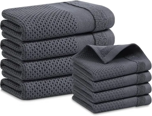 Miniatura 50 de Homaxy Paños de cocina 100% algodón, paquete de 8 – 12 x 12 pulgadas, tejido de gofre, muy suaves y absorbentes, paños de cocina de secado rápido