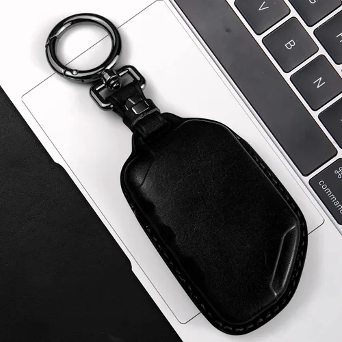 Miniatura 4 de Tukellen Funda de cuero para llavero Jeep Wrangler Gladiator Sahara Rubicon con 4 botones (negro)