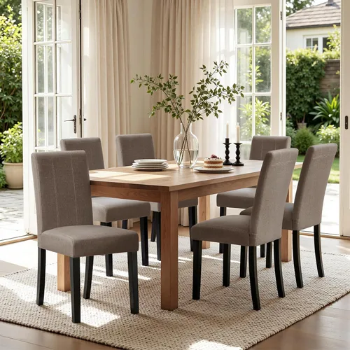 Miniatura 33 de CHUN YI Juego de 4 sillas de comedor tapizadas de piel sintética con ribete de cabeza de clavo y patas de madera, sillas laterales Parsons modernas