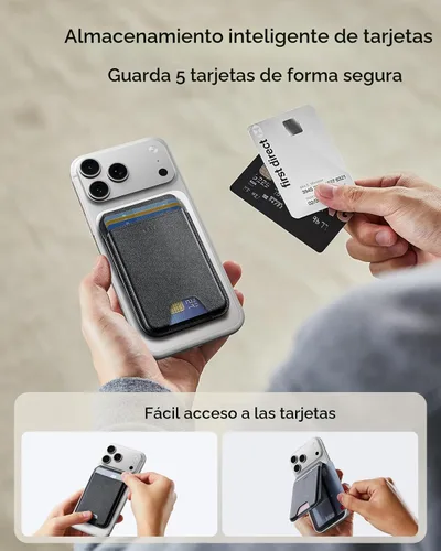Miniatura 5 de ESR para cartera MagSafe con soporte, bloqueo RFID con anillo MagSafe, tarjetero de 5 tarjetas para estuche de teléfono, cartera magnética de cuero
