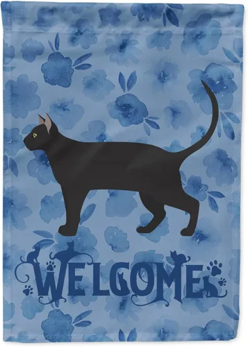 Miniatura 169 de Caroline's Treasures CK4813CHF - Bandera de bienvenida con gato abisinio azul, manga grande, para porche, para colgar en la pared, poliéster