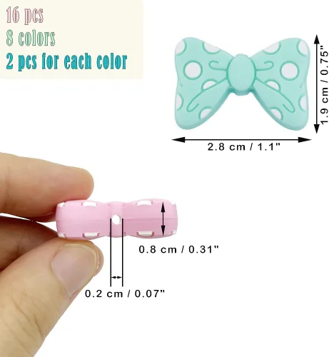 Miniatura 3 de 16 cuentas de lazo de silicona con forma de lazo, cuentas focales con forma de lazo para bolígrafos, llavero, fabricación de pulseras, fabricación