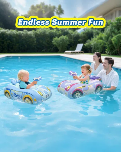 Miniatura 2 de Automatic Water Gun with Toddler Pool Float, Inflatable Car Baby Swimming Float, Pool Toys for Girls Boys Kids