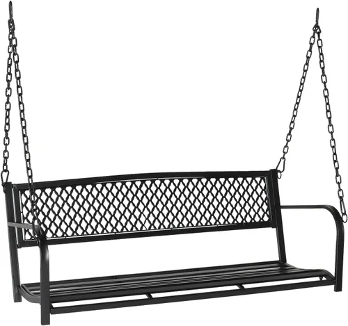 Miniatura 12 de VINGLI Columpio de Metal Mejorado para Patio y Porche, Capacidad de Peso de 660 LBS Silla Columpio de Acero para Exteriores, Silla Columpio