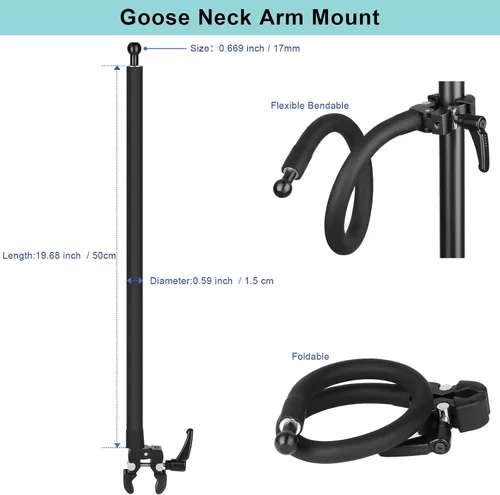 Miniatura 7 de Mippko Soporte de teléfono de cuello de cisne para soporte de micrófono, soporte de música, cochecito, cinta de correr, bicicleta giratoria