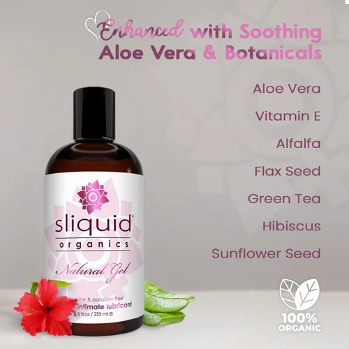 Miniatura 4 de Sliquid Organics Lubricante a Base de Agua - Hoja de Aloe Vera Infundida con Aceites Orgánicos y Botánicos, Gel Lubricante Natural