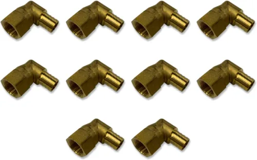 Diámetro de manguera de 3/4 pulgadas a hembra NPT FNPT FNPT de 90 grados de latón para combustible, aire, agua, aceite, gas, WOG (cantidad de 10)