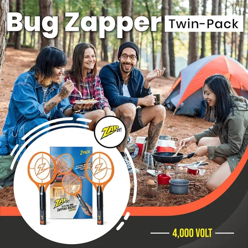 Miniatura 2 de Paquete de 2 raquetas eléctricas matamoscas y exterminador de mosquitos de ZAP IT! - Raqueta eléctrica exterminadora de insectos de alta potencia
