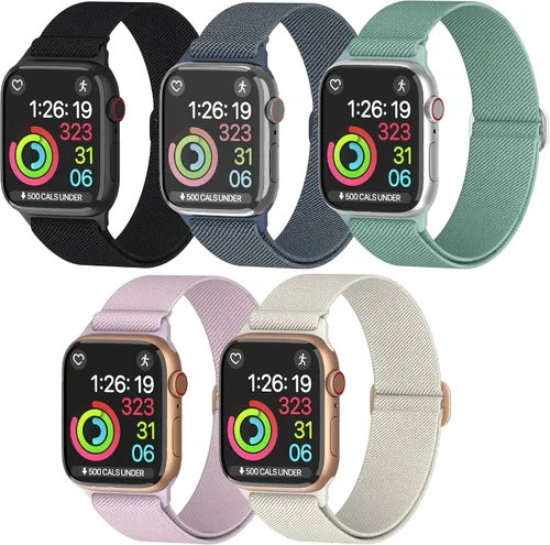 Miniatura 8 de Correas de nailon para Apple Watch unisex – iWatch 1/2/3/4/5/6/7/8/9/SE/Ultra 2 correas para 1.496 in/1.575 in/1.614 in/1.654 in/1.732 in/1.772