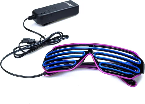 Miniatura 4 de Gafas de LED de Aqua Led de Neón electroluminiscentes para fiestas y disfraces modelo RB03., Púrpura + Azul