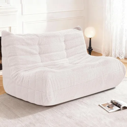 Miniatura 94 de Puf para adultos, silla puf grande, sillón con relleno de espuma viscoelástica para el hogar, apartamento o sala de juegos, gris afelpado Felpa gris