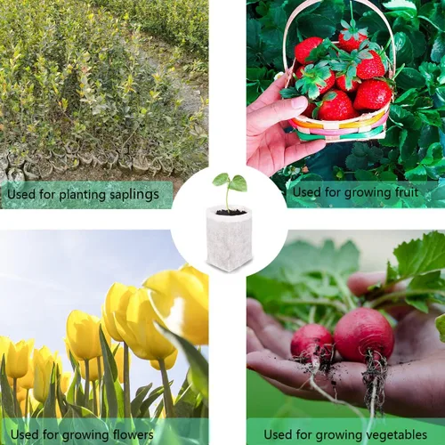 Miniatura 7 de gardtree Bolsas para vivero de plantas de 7.8" x 8.6" 100 unidades, bolsas de cultivo de plantas biodegradables de tela no tejida, macetas Blanco