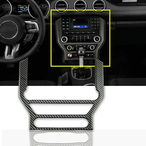 Miniatura 19 de Xotic Tech - Cubierta para panel de cambio de marchas, fibra de carbono suave auténtica, compatible con Ford Mustang 2015-2023 Negro carbón