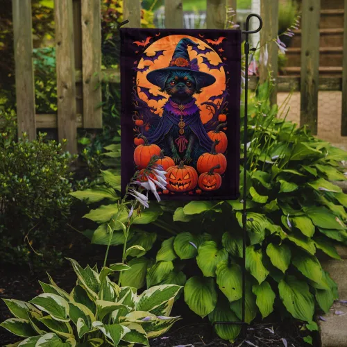 Miniatura 2 de Caroline's Treasures DAC1466GF - Bandera decorativa para jardín de Halloween de Affenpinscher Witchy para jardín, decoración para patio exterior