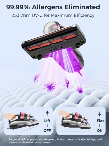 Miniatura 4 de Jimmy Aspiradora de Colchón, Aspiradora de Cama con Luz UV-C y Ultrasónica, Succión de 15Kpa 500W Potentes Aspiradoras de Mano para Polvo y Pelo