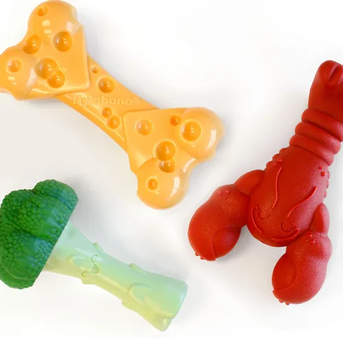 Miniatura 22 de Nylabone Juguete de queso para perros, juguete masticable para perros masticadores agresivos, mediano/lobo (1 unidad)