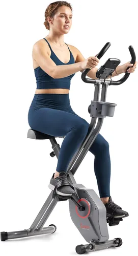Miniatura 8 de Sunny Health & Fitness Smart Folding X-Bike, Portable Compact Exercise Bike for Indoor Cycling Workout, Home Cardio Training Machine, Free SunnyFit