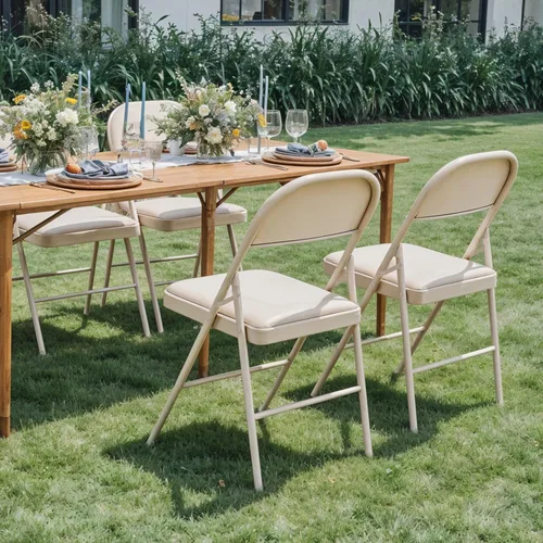 Miniatura 7 de Simple Deluxe Paquete de 2 sillas plegables con asientos acolchados de cuero y marco de metal duradero, plegables, portátiles, asiento para eventos