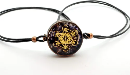 Miniatura 3 de Metatron's Cube Merkaba - Colgante de orgón con amatista