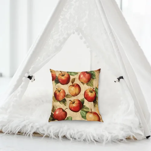 Miniatura 5 de Fundas de almohada vintage con manzanas y frutas marrones, fundas de cojín cuadradas para sofá, dormitorio, sala de estar, 16 x 16 pulgadas
