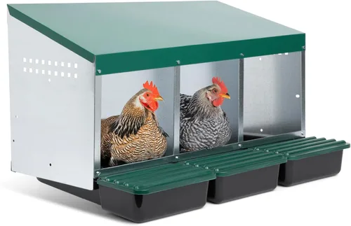Homestead Essentials Caja anidable de 3 compartimentos de estilo compacto, despliegue hacia adelante y Rollaway, gallina y pollo con tapas