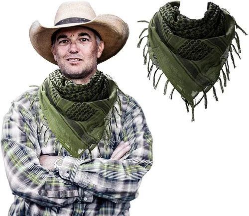 Miniatura 6 de Bufanda gruesa de 100 % algodón tipo shemagh o keffiyeh militar de táctica árabe para el desierto, para mujeres y hombres, 43 x 43 pulgadas
