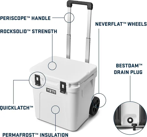 Miniatura 2 de YETI Roadie 48 - Hielera con ruedas y mango retráctil de periscopio Blanco