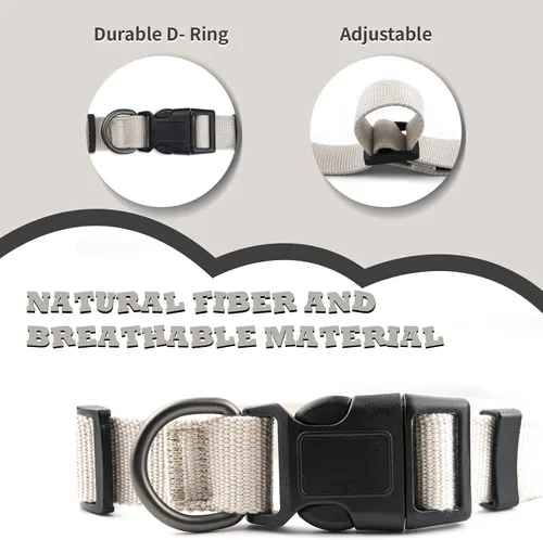 Miniatura 2 de Collar de perro beige para perros pequeños, transpirable, antiolor y suave, cómodo para cachorros de piel sensible, 90% rayón de bambú, collar