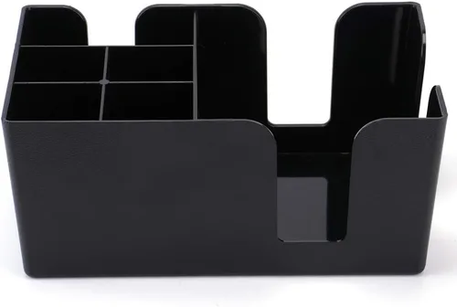 Miniatura 4 de Tebery Paquete de 3 barras de plástico negro con 6 compartimentos, organizador de barra recargable para servilletas, palillos de dientes, pajitas