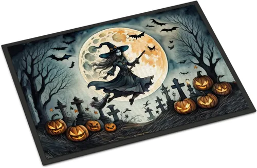 Miniatura 7 de Caroline's Treasures DAC2223MAT - Felpudo espeluznante de Halloween con gato negro de 18 x 27 pulgadas, tapete para puerta delantera