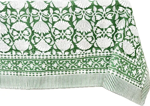 Miniatura 43 de ATOSII Mantel Redondo Bohemio Jade de Algodón 100%, Mantel de Lino con Estampado Floral de Bloques para Comedor, Fiestas, Bodas, Exteriores I