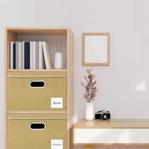 Miniatura 6 de LHZK Contenedores de almacenamiento extra grandes con tapas, cajas de almacenamiento plegables de tela de lino para organización de clósets, 15.75 x